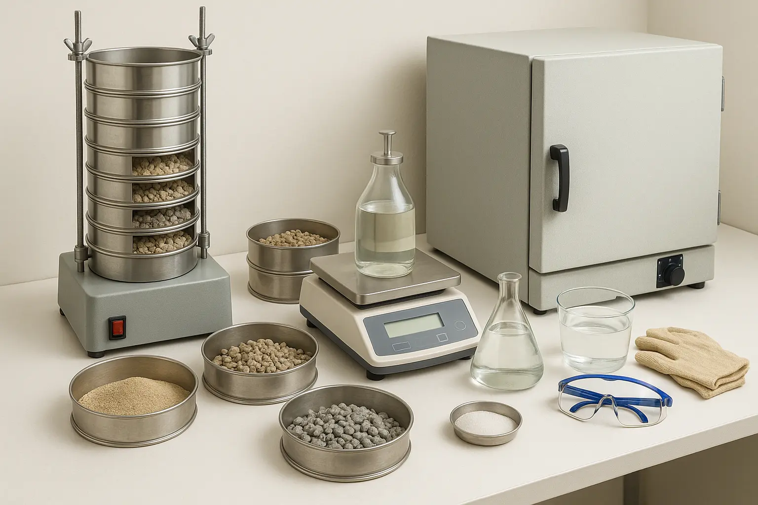 Ensayo de laboratorio para determinar propiedades físicas de áridos según normativa chilena