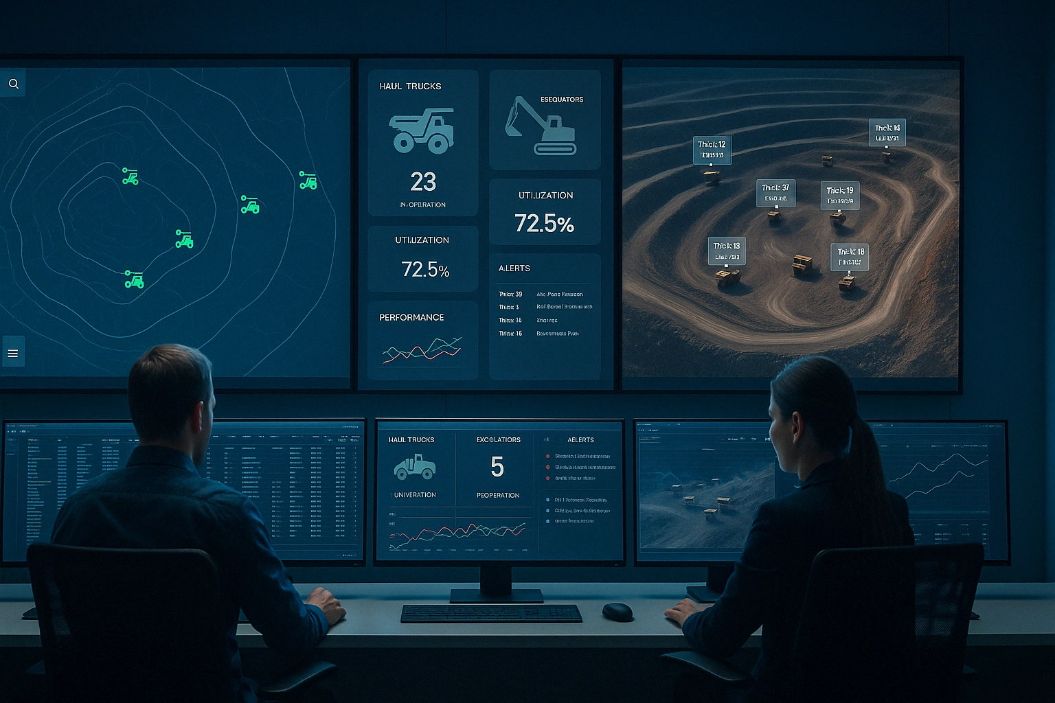 Sistema de despacho minero optimizando la asignación de camiones a palas en tiempo real